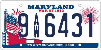 MD license plate 9AW6431