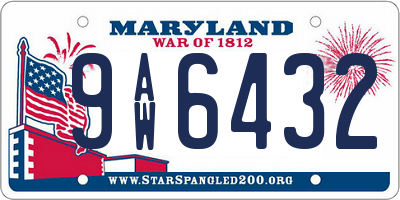 MD license plate 9AW6432