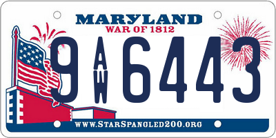 MD license plate 9AW6443