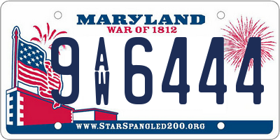 MD license plate 9AW6444