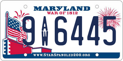 MD license plate 9AW6445
