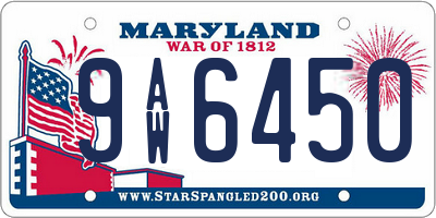 MD license plate 9AW6450