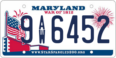 MD license plate 9AW6452