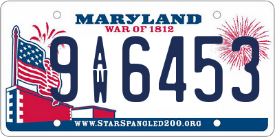MD license plate 9AW6453