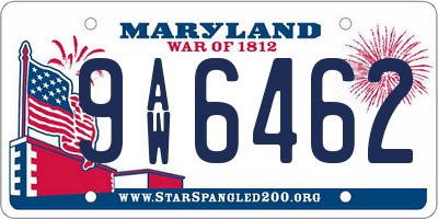 MD license plate 9AW6462