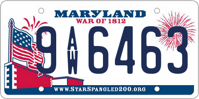 MD license plate 9AW6463