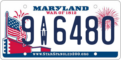 MD license plate 9AW6480