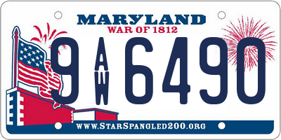 MD license plate 9AW6490