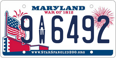MD license plate 9AW6492