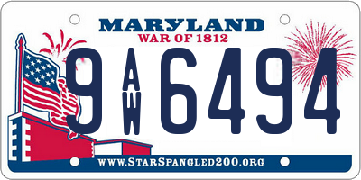 MD license plate 9AW6494
