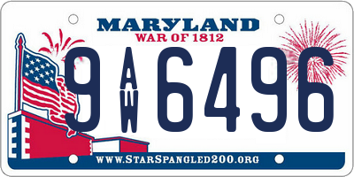 MD license plate 9AW6496
