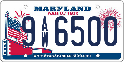 MD license plate 9AW6500