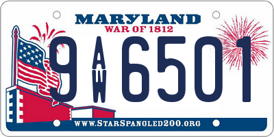 MD license plate 9AW6501
