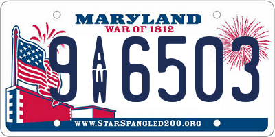 MD license plate 9AW6503