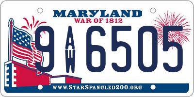 MD license plate 9AW6505