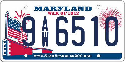 MD license plate 9AW6510