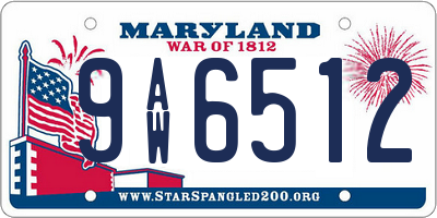 MD license plate 9AW6512