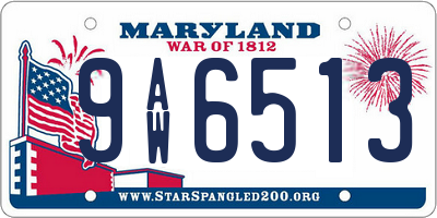 MD license plate 9AW6513