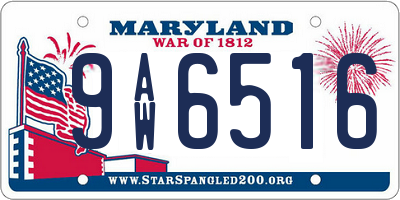 MD license plate 9AW6516
