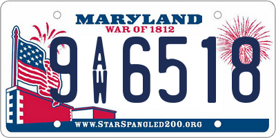 MD license plate 9AW6518