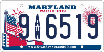 MD license plate 9AW6519