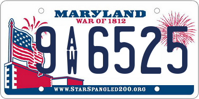 MD license plate 9AW6525