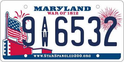 MD license plate 9AW6532