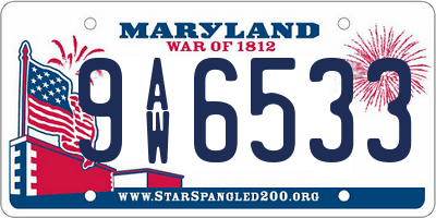MD license plate 9AW6533