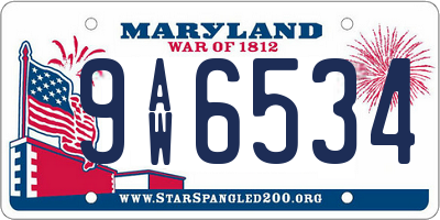 MD license plate 9AW6534