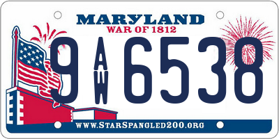 MD license plate 9AW6538