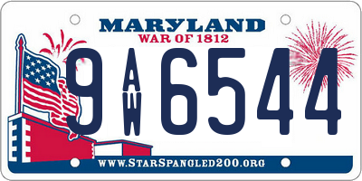 MD license plate 9AW6544
