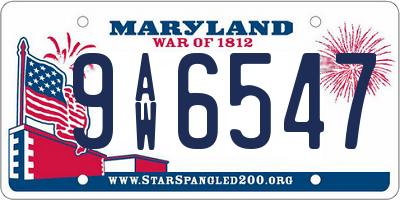 MD license plate 9AW6547