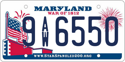 MD license plate 9AW6550