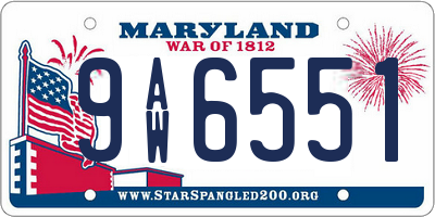MD license plate 9AW6551