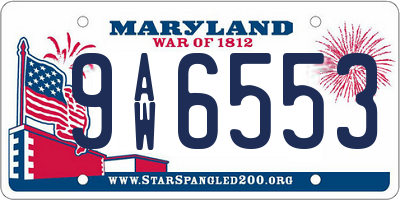MD license plate 9AW6553
