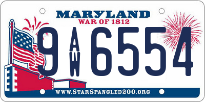 MD license plate 9AW6554
