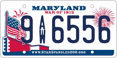 MD license plate 9AW6556