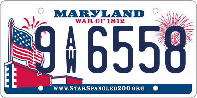 MD license plate 9AW6558