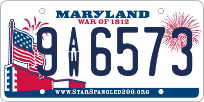 MD license plate 9AW6573