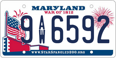 MD license plate 9AW6592