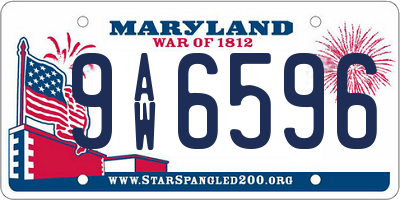 MD license plate 9AW6596