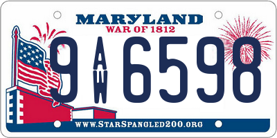 MD license plate 9AW6598
