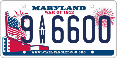 MD license plate 9AW6600