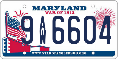 MD license plate 9AW6604