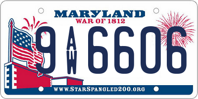 MD license plate 9AW6606