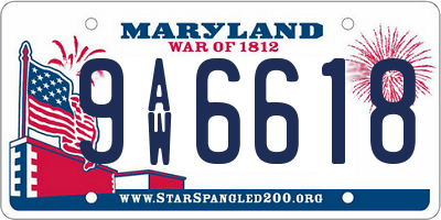 MD license plate 9AW6618