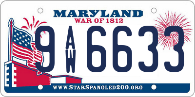 MD license plate 9AW6633
