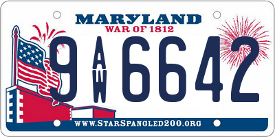 MD license plate 9AW6642