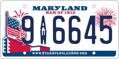 MD license plate 9AW6645