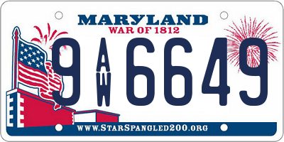 MD license plate 9AW6649